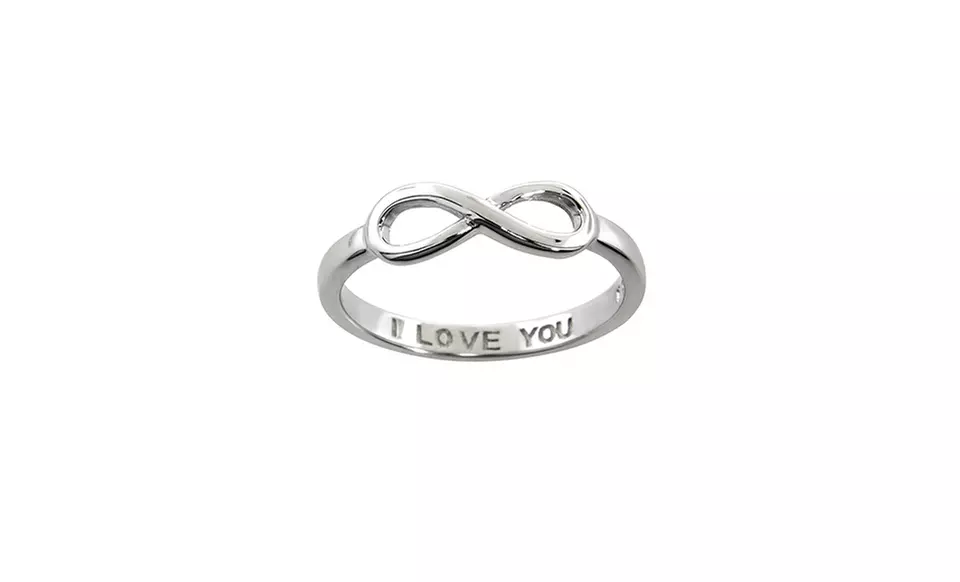 I Love You Engraved Infinity Ring in 14-Karat Yellow or Rose Gold or Sterling Silver. Free Returns. - Second Medium