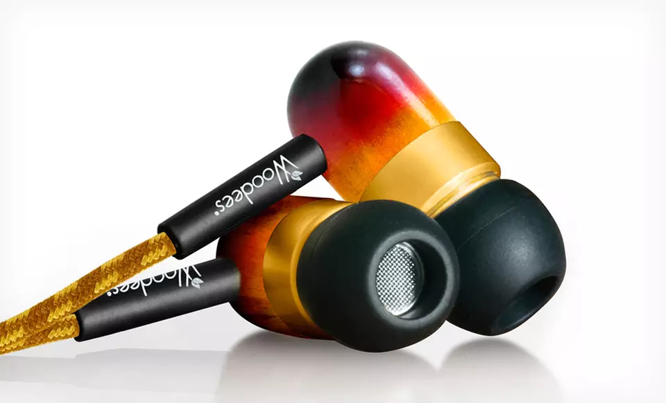 Woodees Vintage Stereo Earphones with Optional Microphone (Up to 72% Off). Free Shipping and Returns. - Primary Image