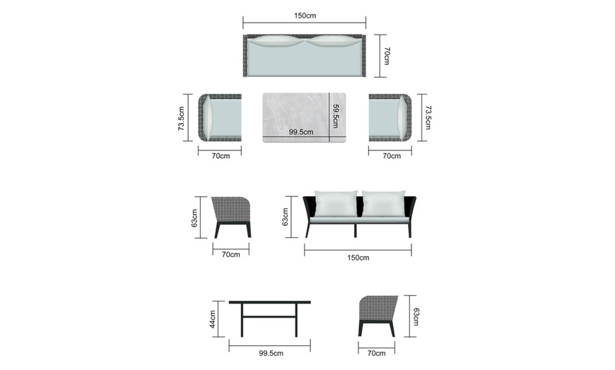 Image 6: Modern-Style Four-Piece Rattan-Effect Furniture Set