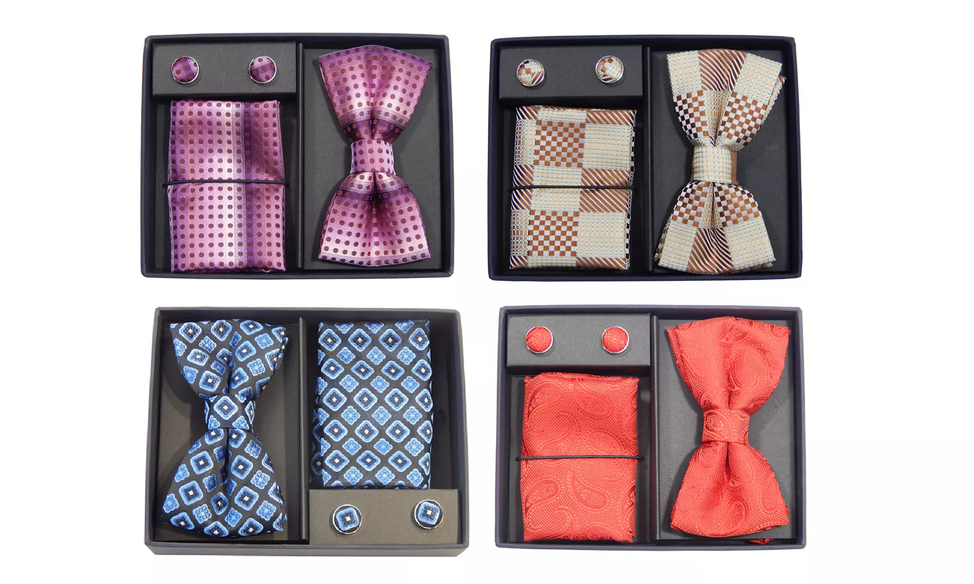 Brio Milano Men's Bow Tie, Handkerchief, & Cuff Links Set (3-Piece) - Primary Image