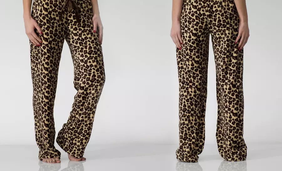 Women's Fleece Animal-Print Pajama Pants - Primary Image