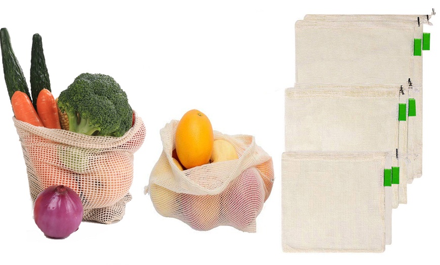 Image 1: 6-Pack of Reusable Cotton Grocery Bags