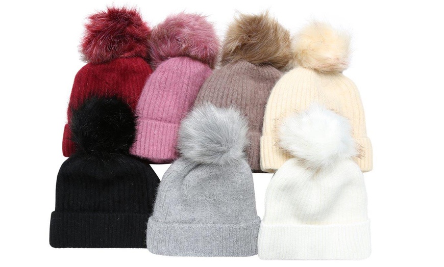 Image 17: Kurt Muller Faux Fur Bobble Hat