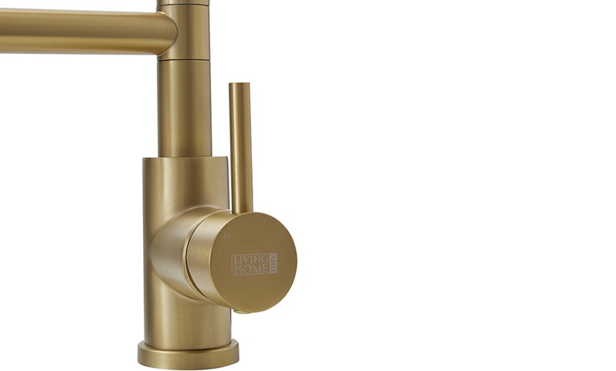 Image 7: Brushed Gold Stainless Steel Kitchen Faucet with Pull Down Spring 