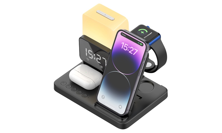 Image 4: TODO Wireless Phone Charger Alarm Clock LED Lamp 15W Fast Charge