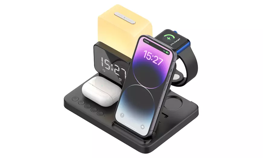 Image 4: TODO Wireless Phone Charger Alarm Clock LED Lamp 15W Fast Charge