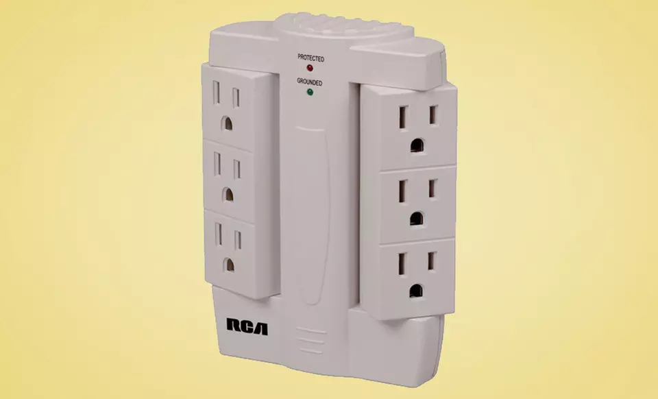 RCA PSWTS6R Wall-Tap Surge Protector with 6 Swivel Outlets. Free Returns. - Second Medium