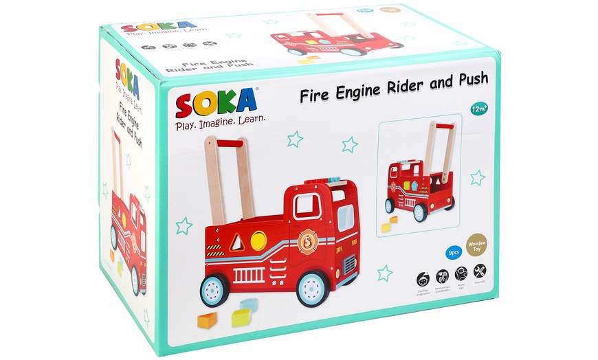 Image 6: Children's Fire Engine Push and Ride Toy