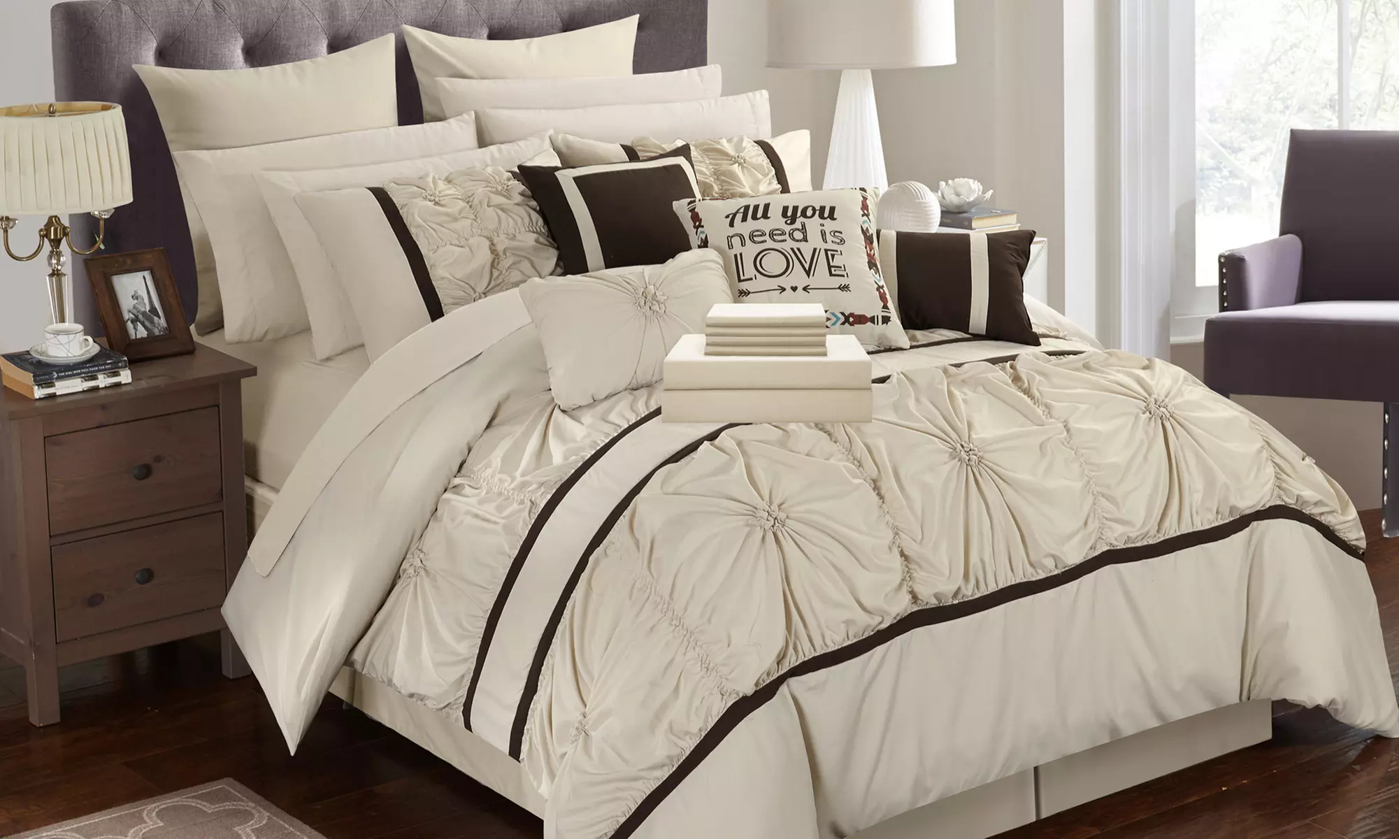 Cumberland Pinch Pleat Comforter and Sheet Set (16-Piece) - Primary Image