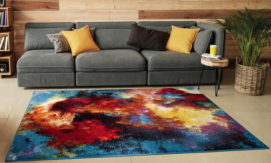 Image 16: Multi Brights Colour Carved Floor Rug