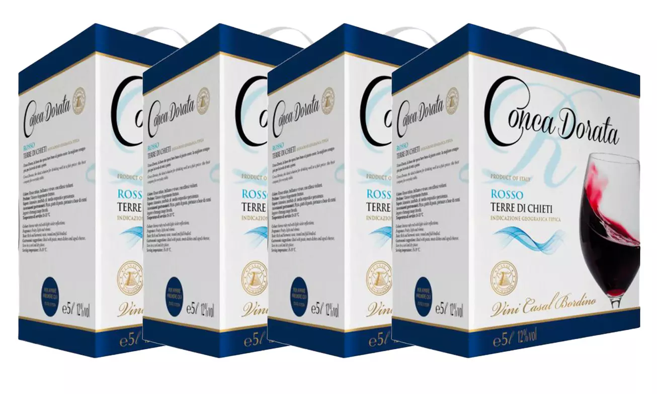 1, 2 o 4 confezioni da 3 o 5 L di vino Cantina Casalbordino