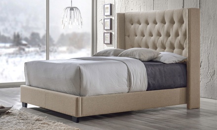 Curtin Upholstered Wingback Bed | Groupon Goods