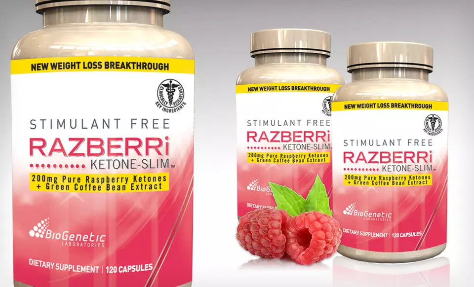120 or 240 BioGenetic Laboratories Razberri Ketone-Slim + Green Coffee Bean Capsules (Up to 60% Off). Free Shipping. - Primary Image