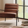 Image 2: Living And Home Tan Armchair with Metal Frame