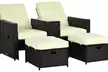 Outsunny 5 Piece Recliner Rattan Sun Lounger Set - Image 4