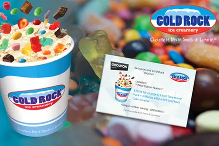 $10.95 1 Litre Take Home Ice Cream Tub with Four Mix Ins at Cold Rock Ice Creamery ($22 Value) (Card is posted) - Primary Image