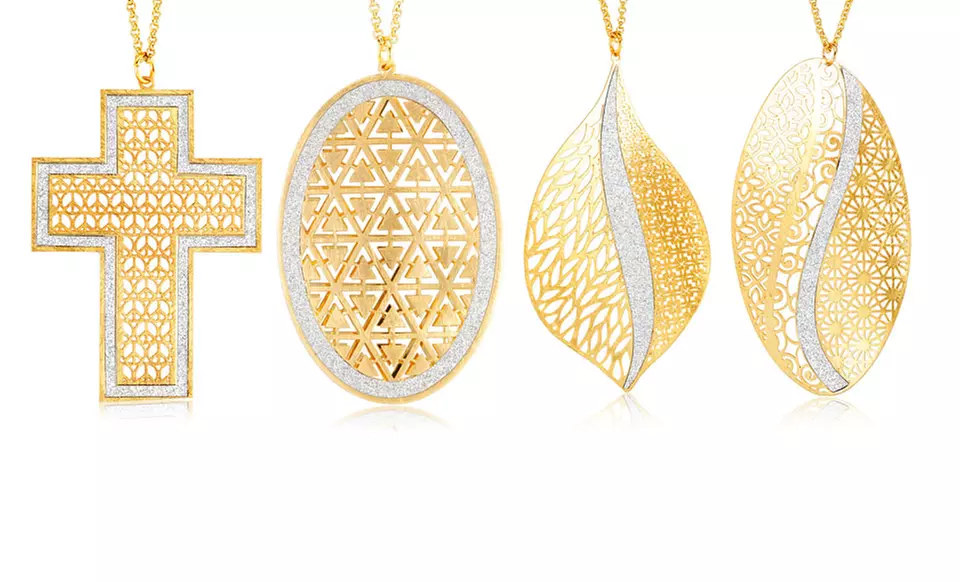18K Gold-Plated Filigree Glitter Necklaces - Primary Image