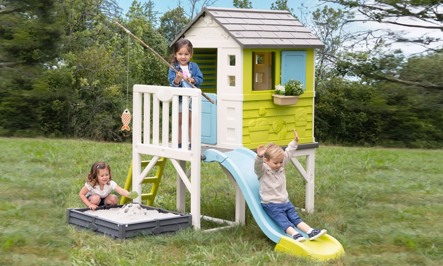 Image 1: Smoby Kids' Stilt House with Slide and Sandbox