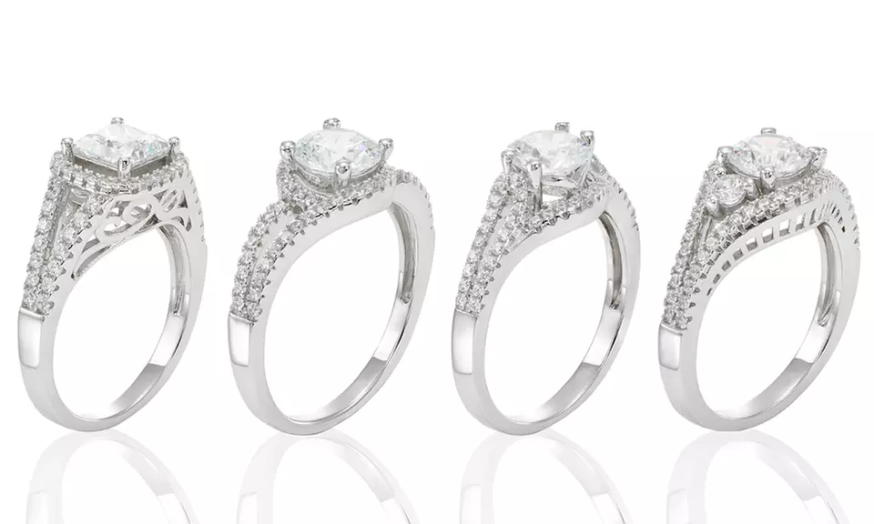 Cubic Zirconia Engagement Ring with Swarovski Crystals - Primary Image