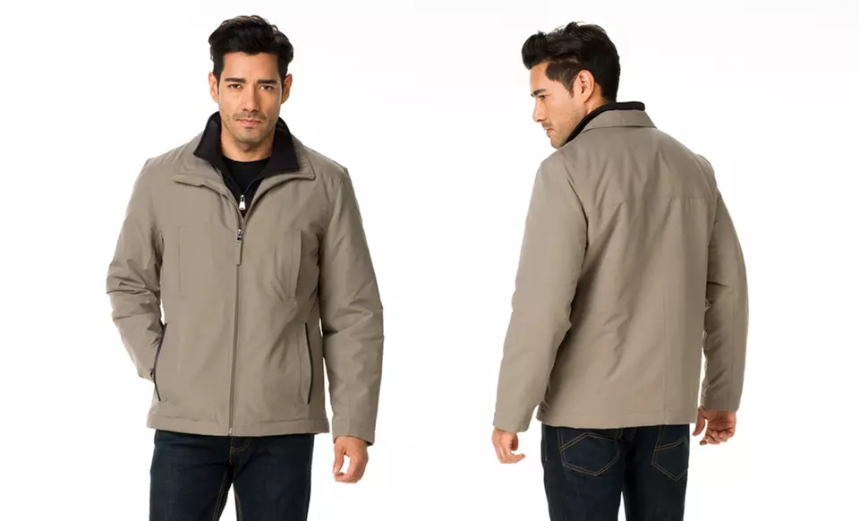 Perry Ellis Men's Microfiber Jacket with Bib Insert in Black or Willow. Free Returns. - Second Medium