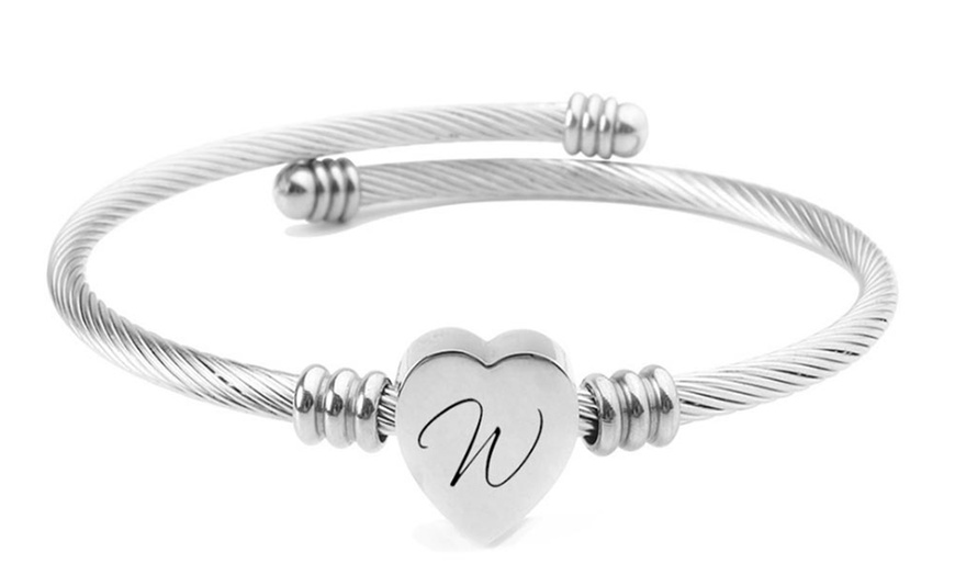 Image 24: Heart Cable Initial Bracelet