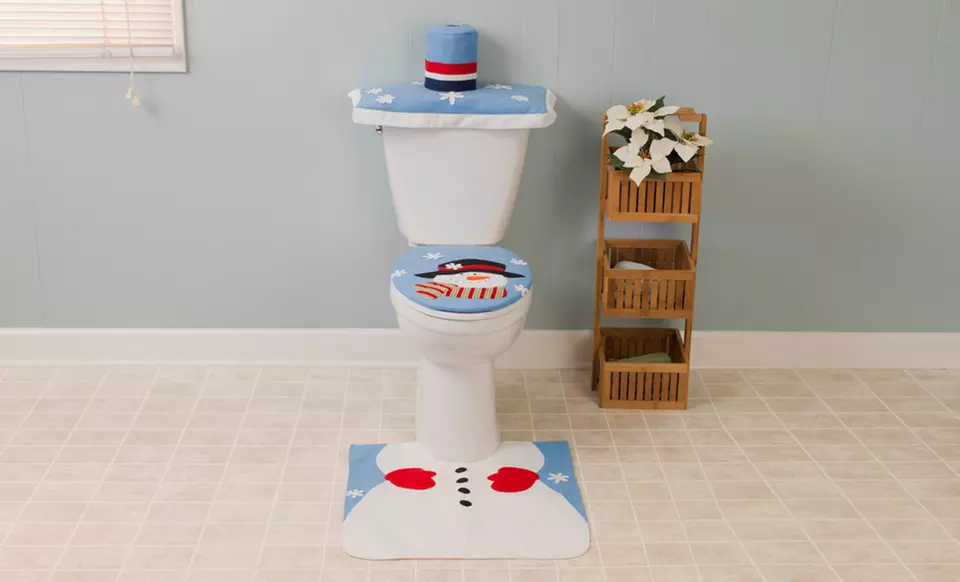 4-Piece Holiday Bathroom Seat Cover and Rug Set. Multiple Designs Available. Free Shipping and Returns. - Second Medium