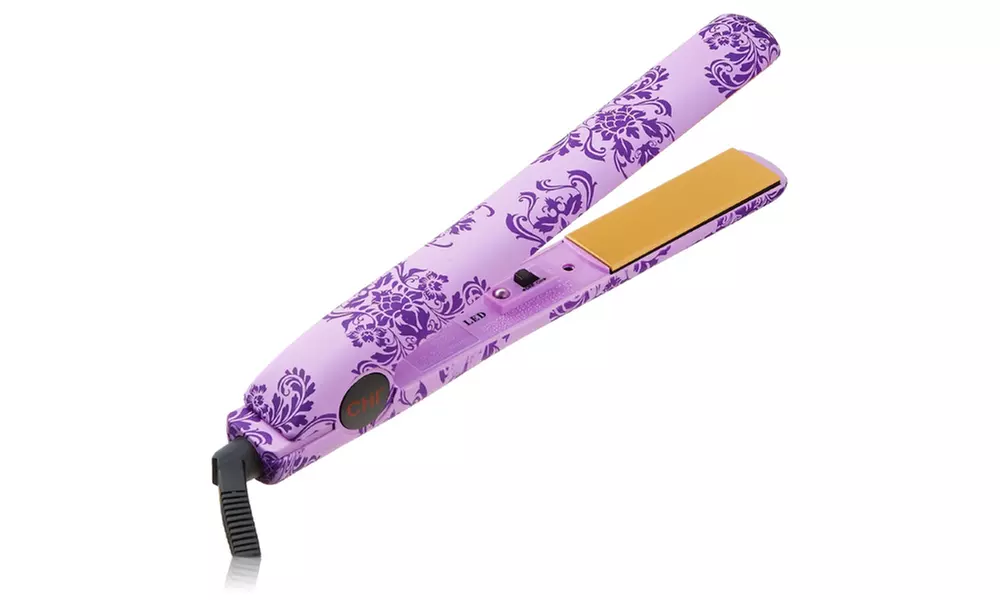 CHI Limited-Edition Purple Damask 1" Flat Iron with Hairspray & Scarf - Primary Image