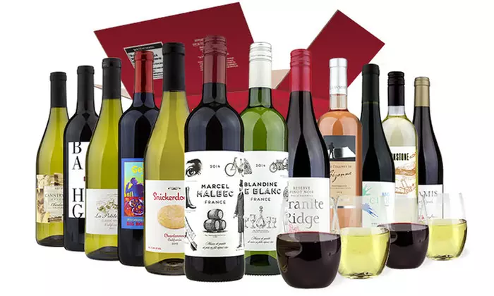 6 or 12 Bottles of Wine with Two or Four govino Wine Glasses from Barclays Wine (Up to 80% Off) - Second Medium