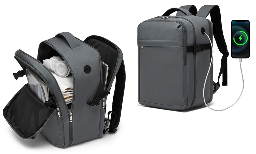 Image 9: Kabinen-Rucksack 15,6'' mit Laptopfach & Trolleygurt