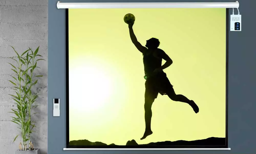 Motorized Projector Screen with Remote Control - Primary Image