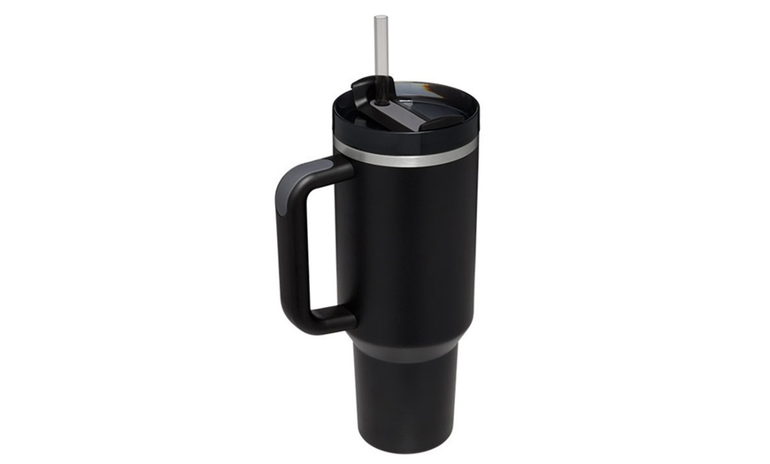 Image 2: 40oz Insulated Travel Mug with Handle