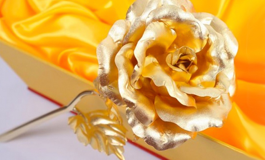 Image 1: 24K Gold-Plated Rose