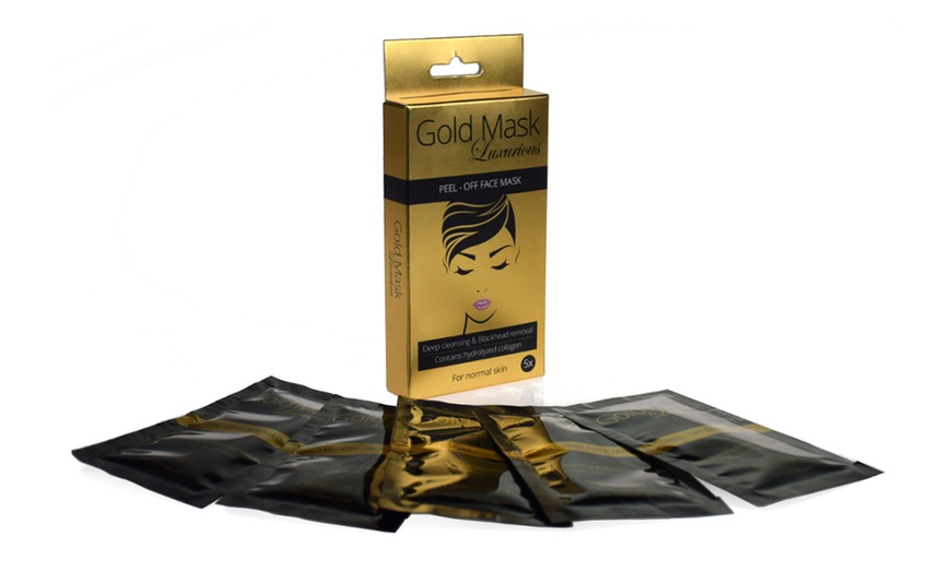 Image 2: Set of 5 Gold Peel-Off Face Masks