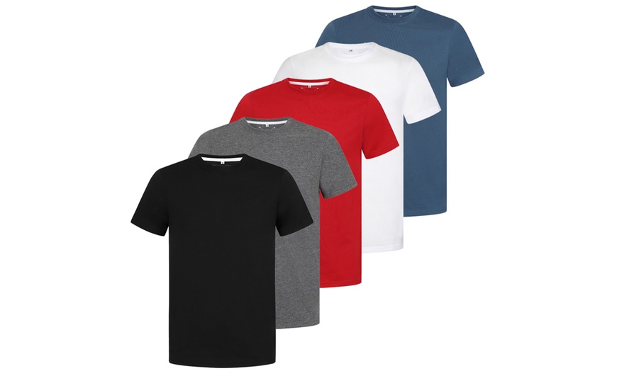 Image 1: Five-Packs of Blu Apparel Men's Crew Neck Plain T-Shirts