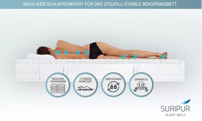 Suripur 7-Zonen-Boxspringmatratze New York 2in1 Gold in 8 Größen inkl. Versand (bis zu 84% sparen*) - Primary Image