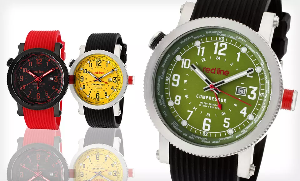 Red Line Men's Compressor Watch in Black/Green, Black/Orange, Black/Yellow, or Red/Black (90% Off) - Primary Image