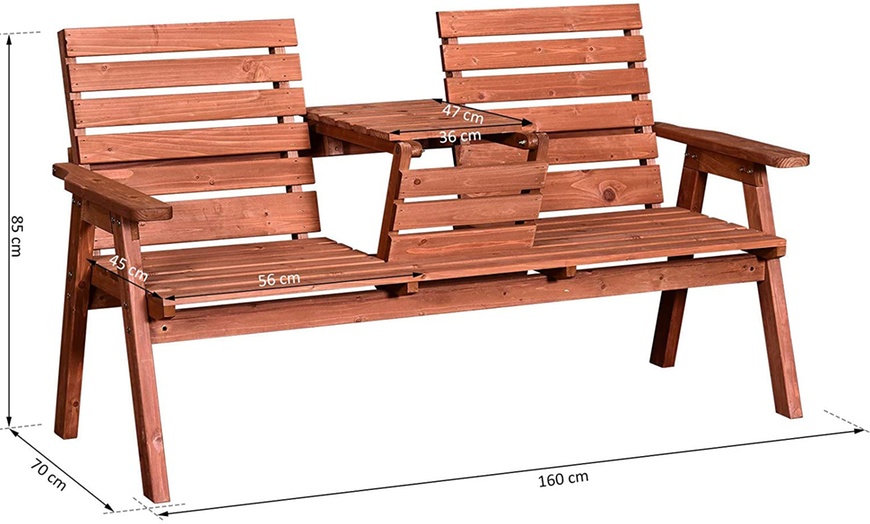 Image 7: Outsunny Two-Three Seater Convertible Bench