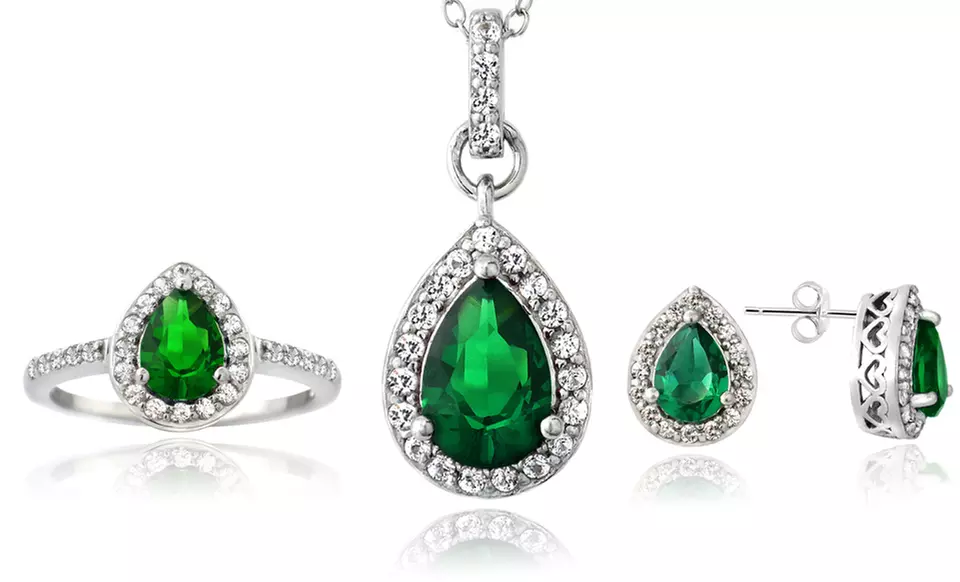 Lab-Created Green Emerald Gemstone Jewelry in Sterling Silver. Multiple Designs Available. Free Shipping and Returns. - Primary Image