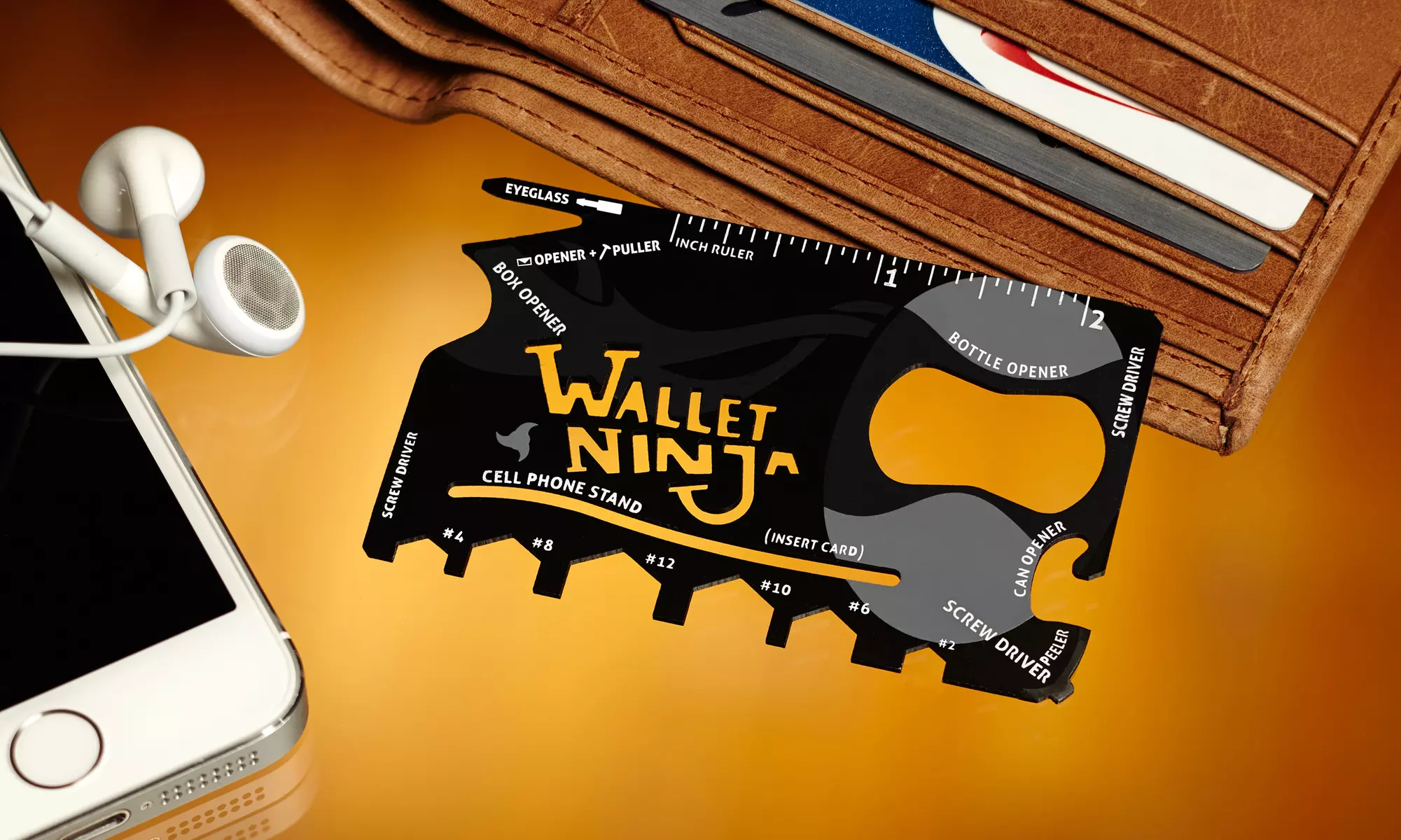 Wallet Ninja Credit-Card-Sized 18-in-1 Multitool - Primary Image