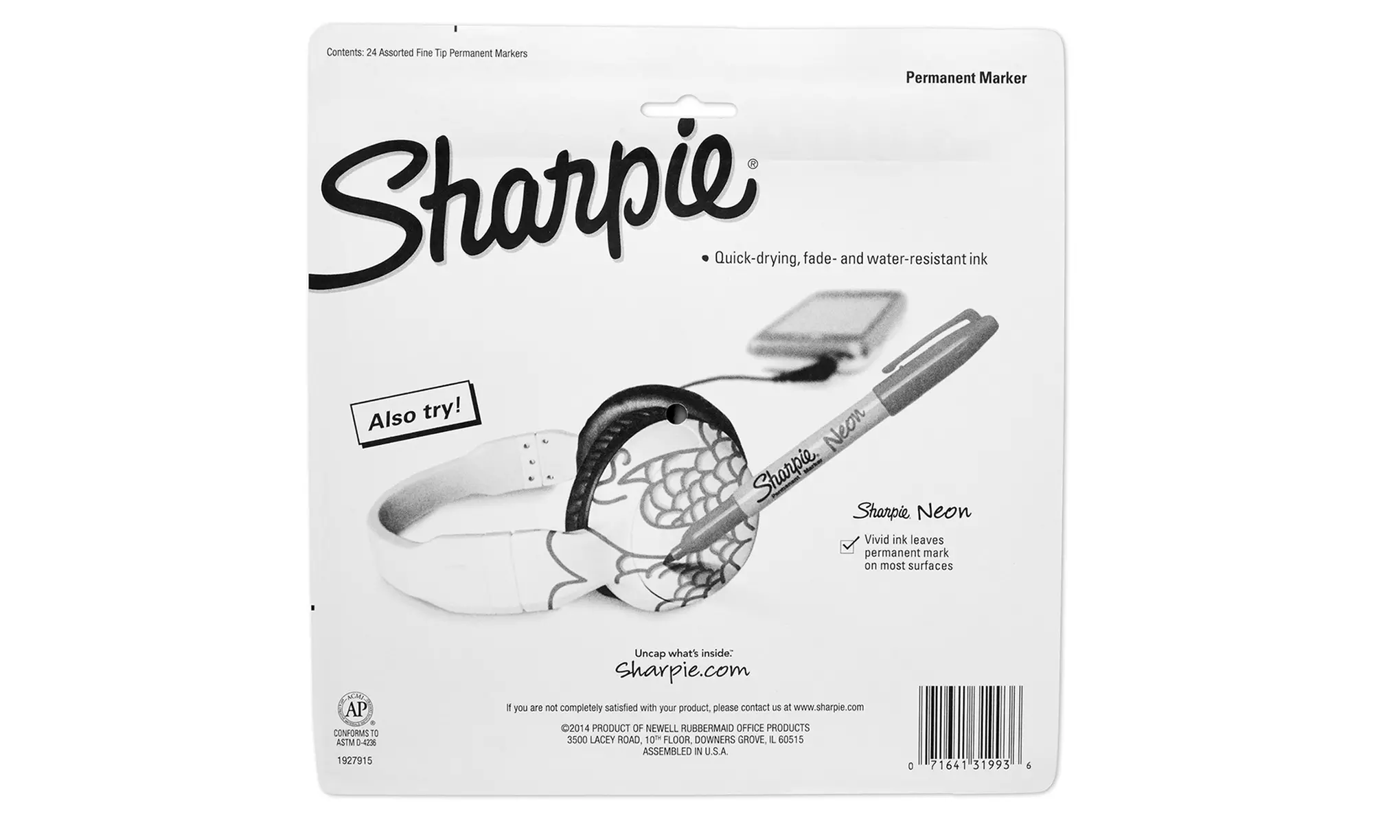 Sharpie Limited Edition Electro Pop Color Fine Tip Permanent Markers (24-Pack) - Second Medium