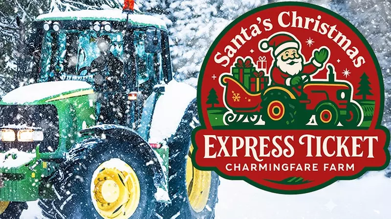 Santa’s Christmas – Express Tractor Train Ticket for 1, 2, 3, or 4 Guests at Charmingfare Farm, Inc. - Primary Image