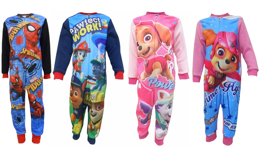 Image 1: Kids' Fleece Character Onesies