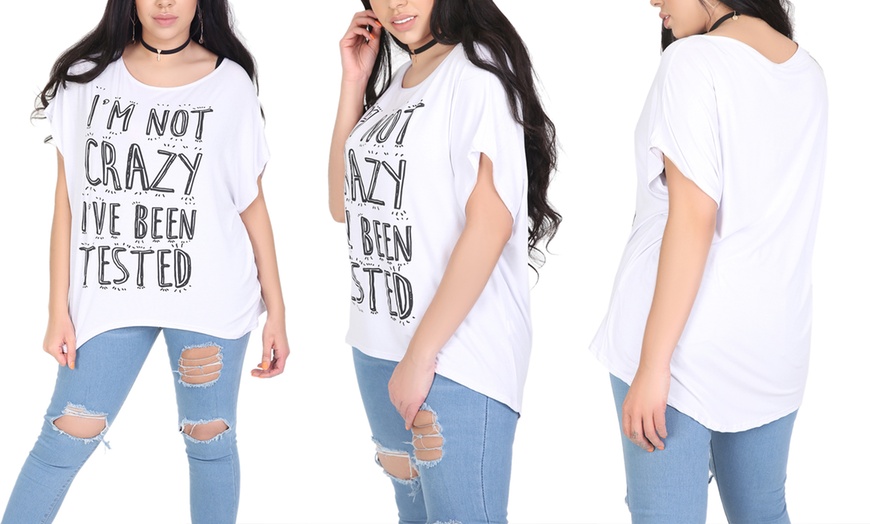 Image 11: Slogan Oversized Batwing Sleeve T-Shirt