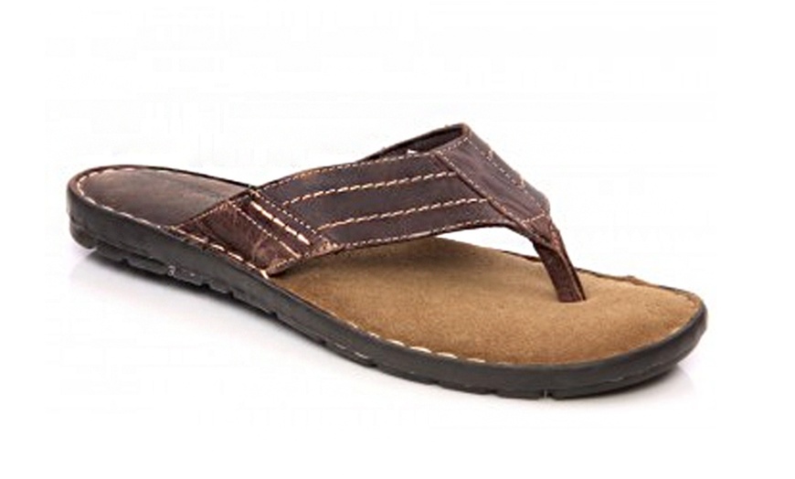 Image 8: Men's Brown Leather Sandals