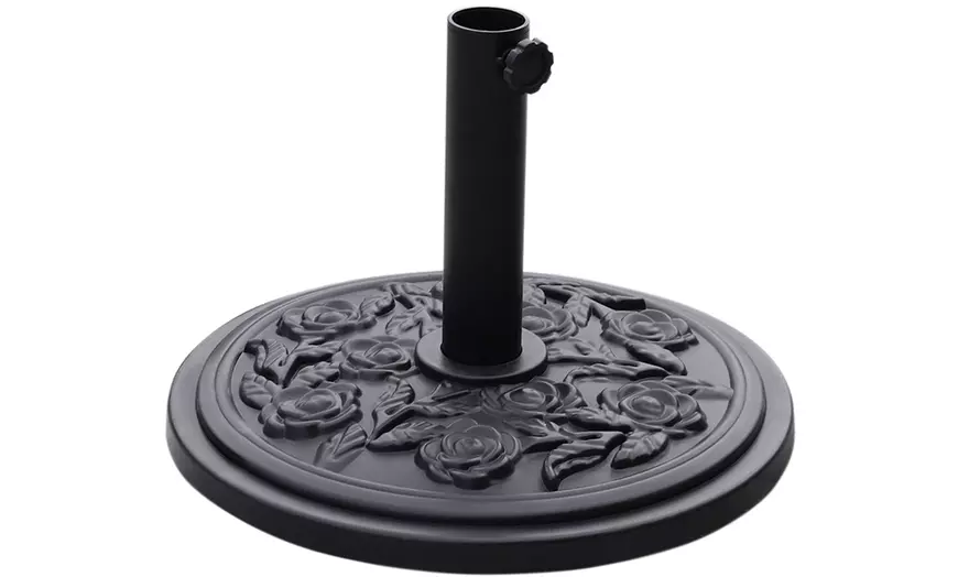 Image 9: Large 3m Black Rotating Outdoor Parasol with Multiple Base Styles