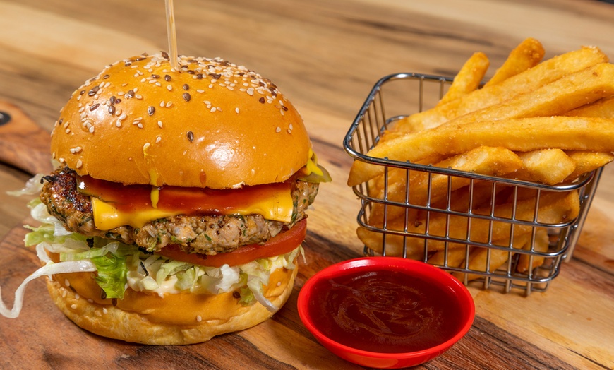 Image 2: Burger, Beer Battered Chips and Drink