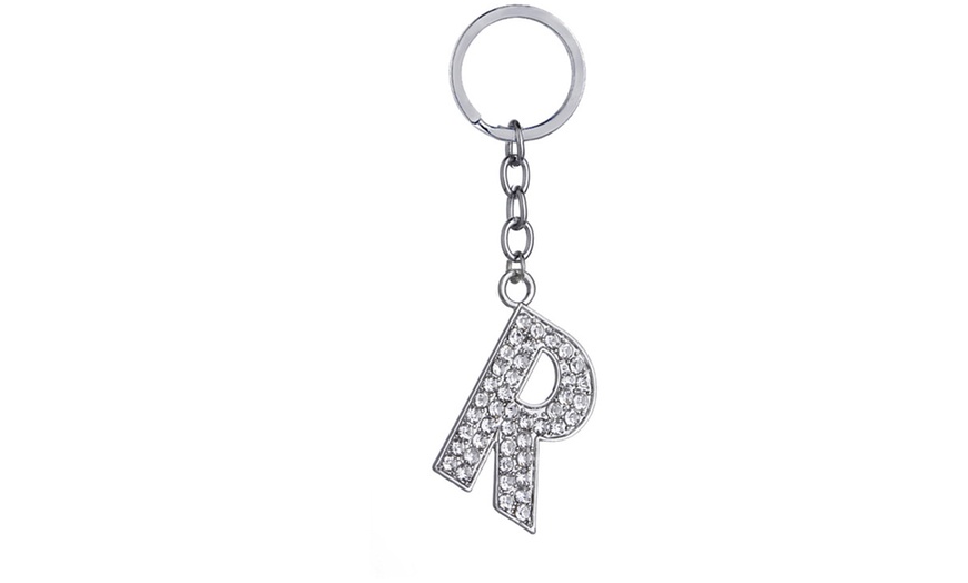 Image 16: Diamante Initial Letter Keychain