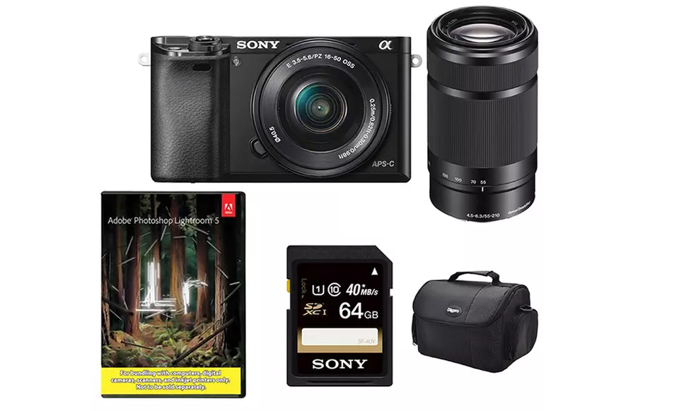 Sony Alpha a6000 24.3MP Multilens Digital-Camera Bundles with Optional 55–210mm Telephoto Lens from $749.99–$999.99 - Second Medium