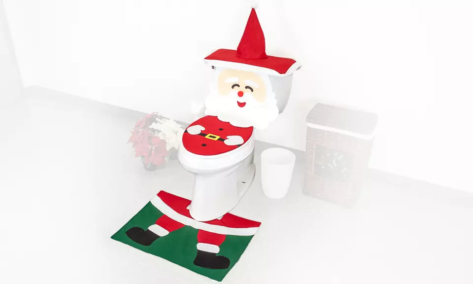 Santa Decorative Toilet Seat Set with with Covers and Rug - Primary Image