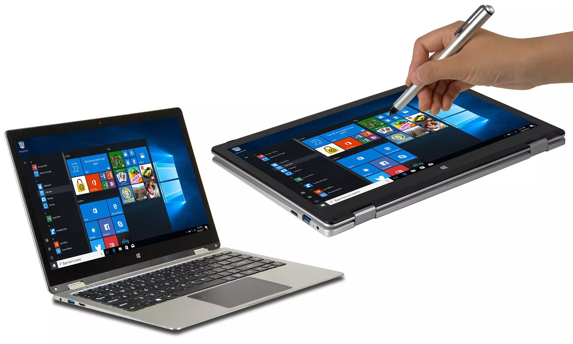 NuVision Hinge 13.3" 2-in-1 4GB Windows Touchscreen Laptop with Pen (Refurbished A-Grade) - Primary Image